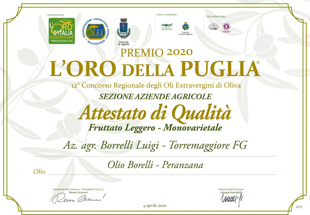 Premio 2020 L’Oro della Puglia