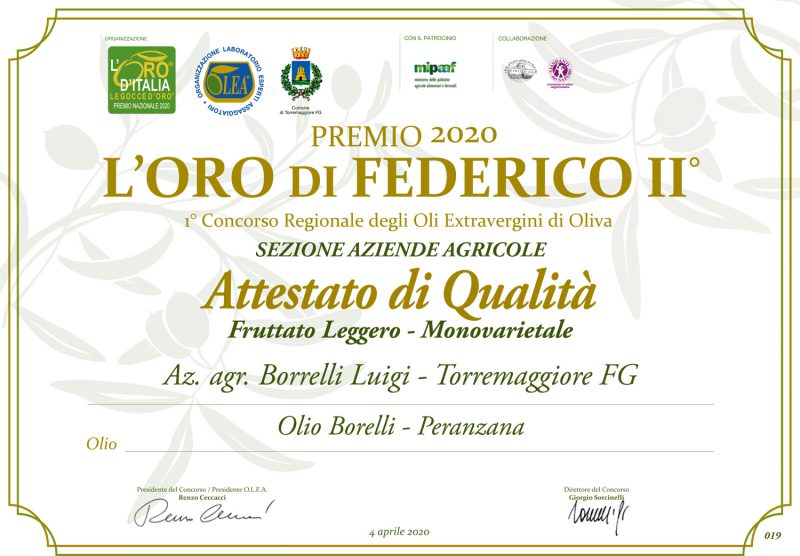 Premio 2020 l'Oro di Federico II